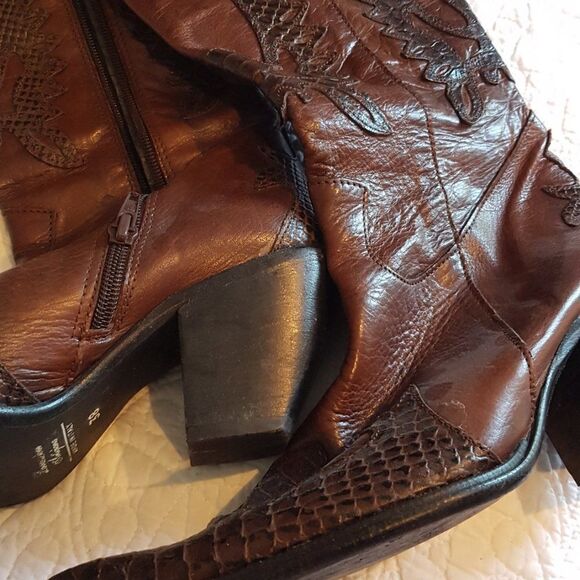 🦋Lavorazione Artigiana🦋 HANDMADE in  Italy Womens Leather Boots Size 38 - Picture 5 of 15